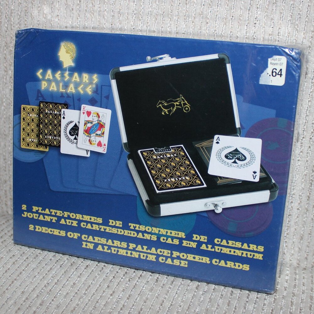 3/$88❤️sealed 2004 vintage 2x Decks Caesars Palace Poker Cards in Aluminum Case